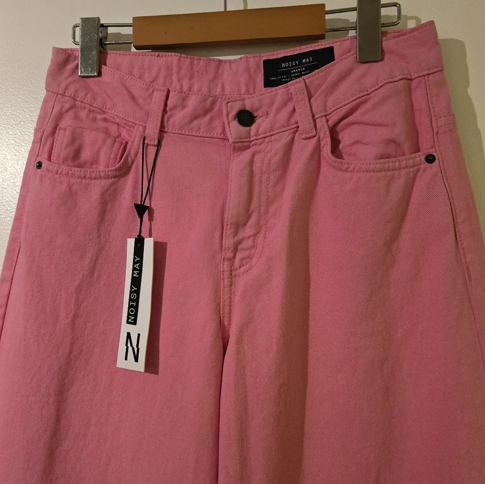 Noisy May Pink Wide Leg Jeans Amanda Style Size 26 x 32 - Picture 4 of 13